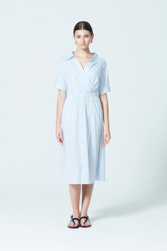 OPEN COLLAR SHIRT DRESS