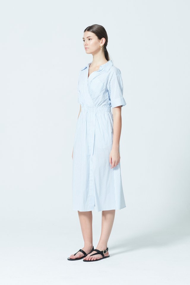 OPEN COLLAR SHIRT DRESS
