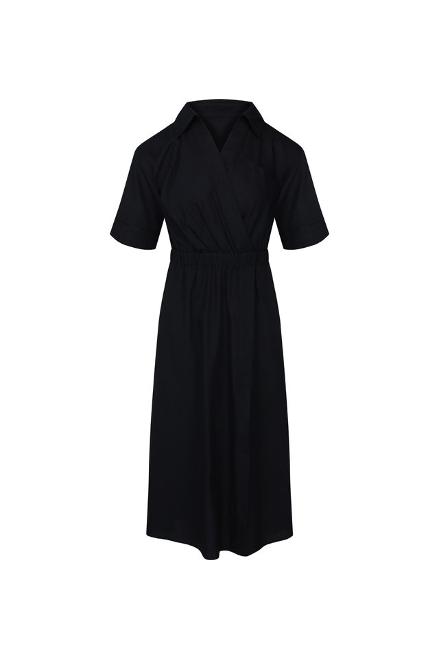OPEN COLLAR SHIRT DRESS