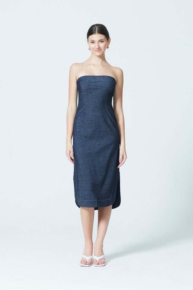 STRAPLESS MIDI DRESS