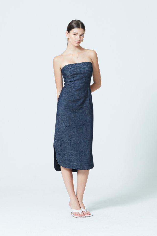 STRAPLESS MIDI DRESS