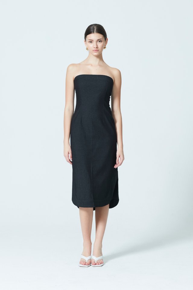 STRAPLESS MIDI DRESS 