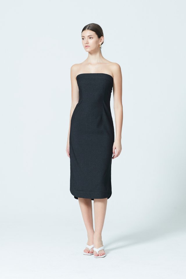 STRAPLESS MIDI DRESS 