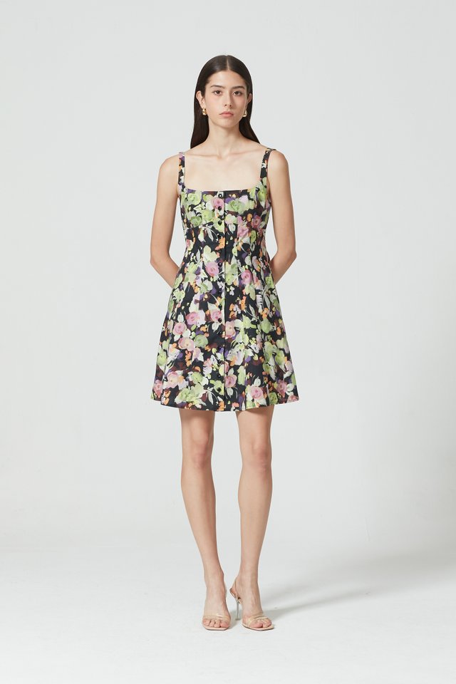 FLORAL PANELLED MINI DRESS
