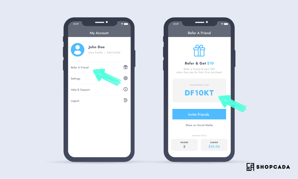 ecommerce referral program (refer for rewards)